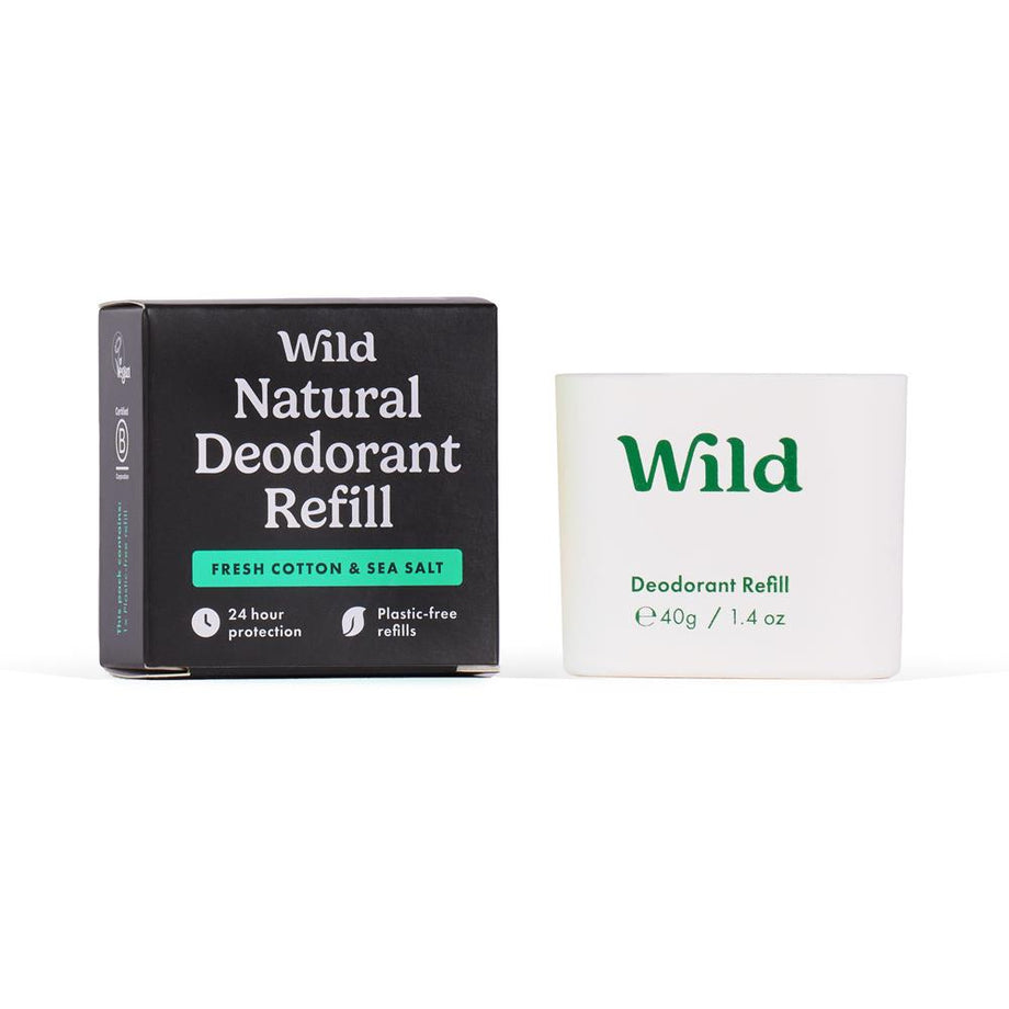 Wild Men's Fresh Cotton & Sea Salt Deodorant Refill 40g –