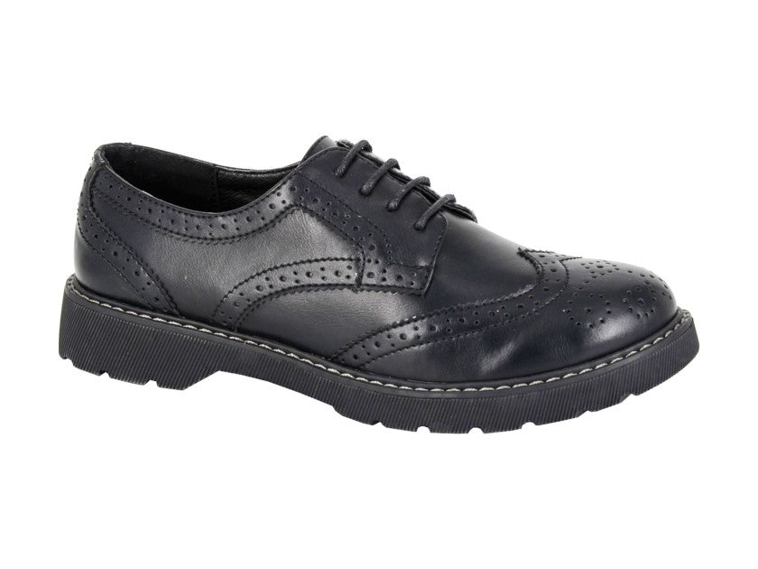 Ladies black cheap brogue shoes